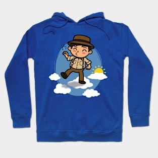 Cute Kawaii Man Walking On The Clouds Funny Cartoon Hoodie